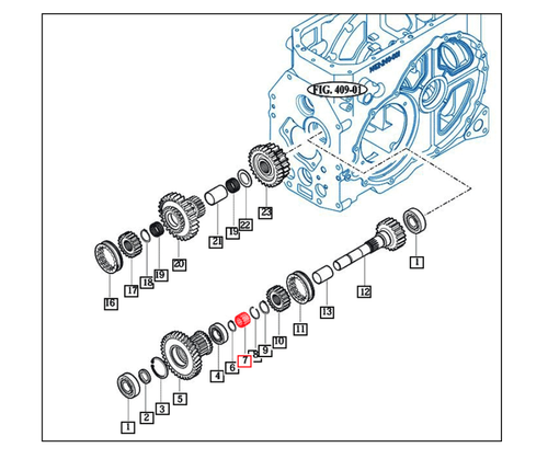 Mahindra KT253224 needle roller bearing 15683020010, 25 x 32 x 24 mm needle cage bearing for rear differential gears, sub change and transfer gear sets, and front gear case drives on 10, 2500, 2600, 9000 and mForce tractor series.