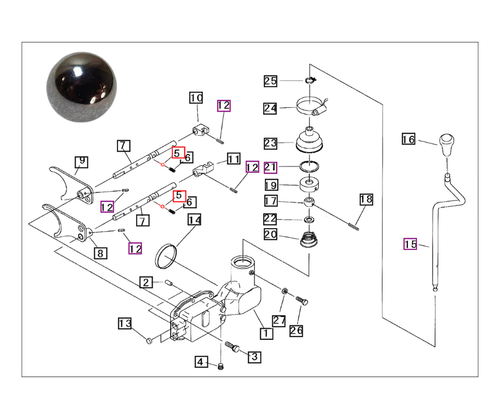 Mahindra 11/32 inch (8.7 mm) steel detent ball 08000000900 (8000000900) used in transmission and HST control systems on 15, 16, Max, Max XL, 1500 and 1600 Series tractors to provide positive shift feel and hold control levers in gear positions.