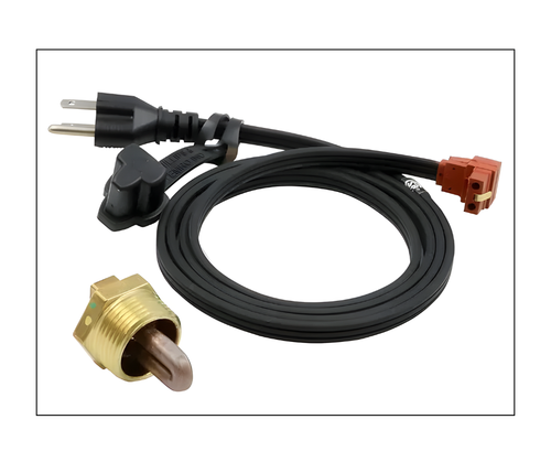 Mahindra eMax L‑series engine block heater PHI3100003 for eMax L22 Gear/HST and eMax L25 HST compact tractors, electric heater element that installs in the engine block to aid cold‑weather starting.