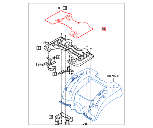 Mahindra eMax 20S HST floor mat 11616412111, molded rubber mat that covers the operator platform on eMax 20S open‑station and cab tractors to protect the floor and improve traction underfoot.