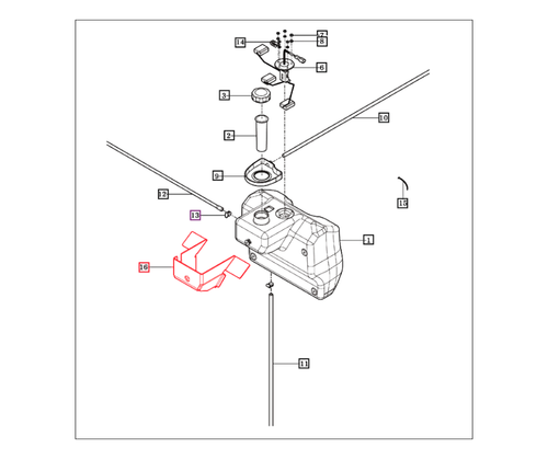 Mahindra fuel insulator 11101112031 for eMax 22/25 and eMax L22/L25 tractors, rubber isolator used in the fuel tank and fuel line assembly to reduce vibration and protect the fuel system components.