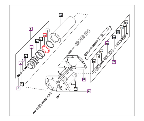 Mahindra hydraulic control valve outer seal O‑ring 005554402R1, white ring seal used on the main control valve body of numerous Mahindra tractors including 05, C, 25, 00, 30, 4500, 5500 and 5100 Series models to seal the outer portion of the valve assembly.