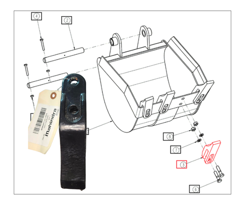 Mahindra / Ansung backhoe bucket tooth ANSALN47-21-9000, bolt‑on replacement tooth used on 12", 16" and 24" buckets for 76A/76B, 86A, 2540B and 4540/4550B backhoes to restore digging performance.