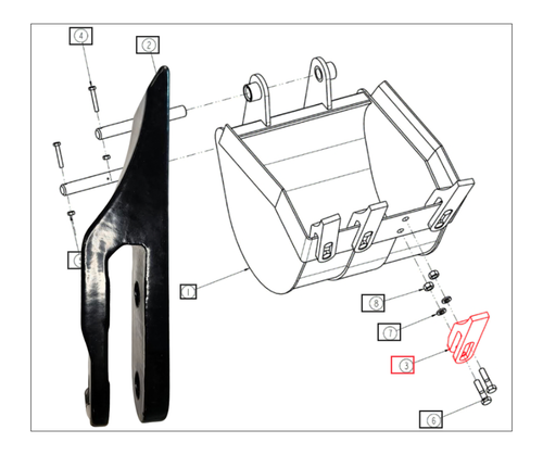 Mahindra / Ansung backhoe bucket tooth ANSALN47-21-9000, bolt‑on replacement tooth used on 12", 16" and 24" buckets for 76A/76B, 86A, 2540B and 4540/4550B backhoes to restore digging performance.