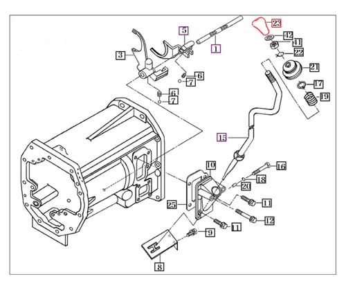 Mahindra sub‑range shifter grip 14502810104 for 3510 and 4110 gear tractors, replacement knob for the sub change lever that supersedes older grip 14502810101 on both old and new sheet‑metal versions.