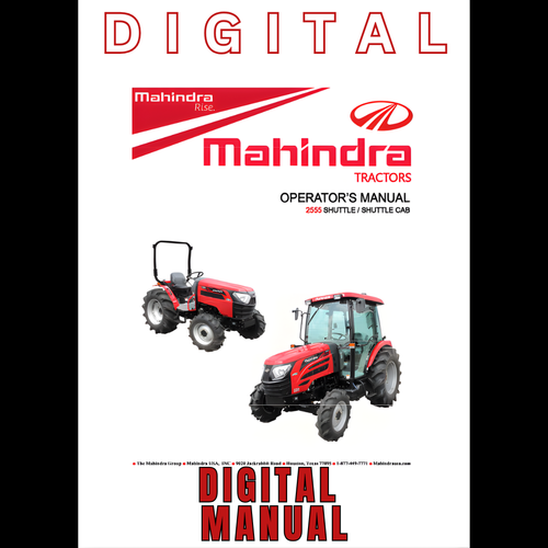 Mahindra 2555 Shuttle Operator’s Manual PDF – Open Station & Cab Digital Download