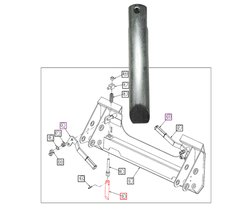 Mahindra loader quick attach locking pin ANSB0945A1220 for Ansung skid steer style quick attach system on AML233 AML234 AML333 AML334 4540 4550 Max 26L Max 26XLT and 1626 loaders