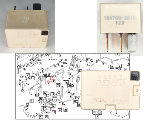 Mahindra 5 pin electrical relay 35980875000 for Max 24 HST Max 26 XL Max 25 XL 1533 1538 1635 1640 tractors, OEM relay used in the main wiring harness and electrical system.