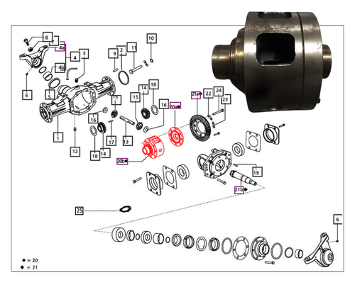 Mahindra front axle differential case assembly E006507189D91 for 3535 4025 4035 4535 5035 4540 4550 3540 3550 3640 3650 tractors, OEM front axle central housing differential case.