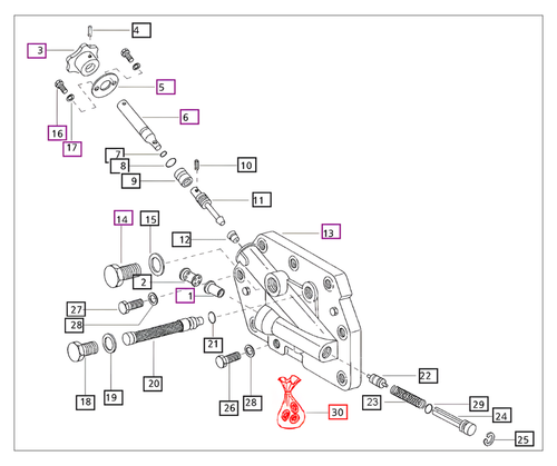 Mahindra hydraulic control valve O ring seal kit 007202816C1 for 4500 5500 6000 6500 and 4530 4WD tractors, OEM kit to reseal the hydraulic control valve and stop fluid leaks.