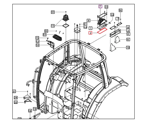 Mahindra hand brake rubber sealing 007638186U1 for 6065 6075 and 7095 cabin tractors, flexible OEM rubber boot that seals the hand brake lever opening in the cab floor to keep out dust and air leaks.