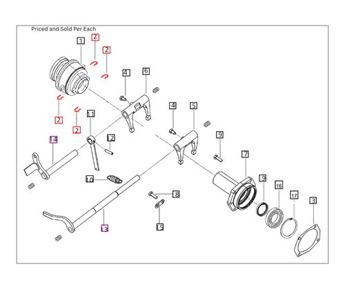 Mahindra clutch inner control R clip 006503359D1 516300401 for 5520 6520 7060 7520 and mPower 75 tractors, OEM spring retainer clip that locks clutch linkage and shaft pins in place.