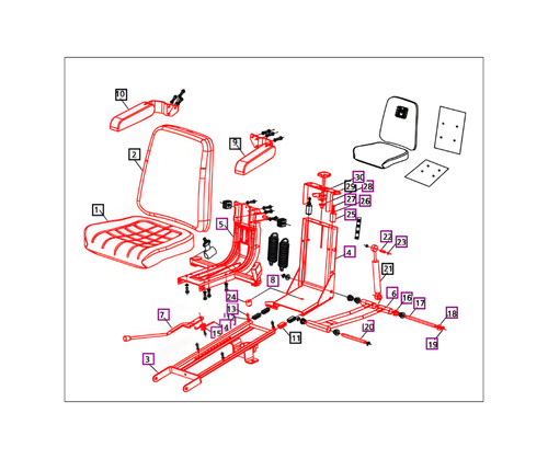 Mahindra ROPS suspension seat MILVC fits 3600, 4500 and 5500 Series ROPS tractors including 4540 2WD/4WD, 4550 2WD/4WD, 4565 2WD, 5545, 5555 2WD/4WD, 5565 2WD/4WD and 5570 2WD/4WD models, replacing the factory Harita seat assembly with a comfortable, high-back operator seat for better ride and support.