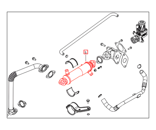 Mahindra EGR cooler with vent 006016119D2 / 006016119D1 fits Mahindra 3500, 3600, and 4500 Series Tier 4 tractors including 3540 and 3550 HST/PST (cab and open), 3640 and 3650 HST/PST (cab and open), and 4540/4550 2WD and 4WD, and is used in the engine EGR system to manage exhaust gas temperature and emissions.