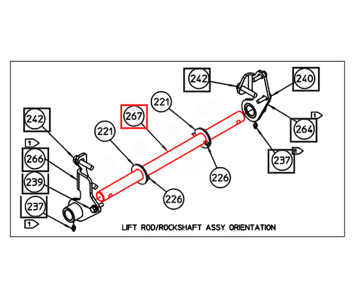 Mahindra / Amerequip lift pivot rod AME453639 is used on the Ameriquip Max 24 60" mower and mounting kit (Max 24M-6001 & later), acting as the pivoting lift rod in the mount kit hardware that raises and lowers the mid‑mount mower under the Mahindra Max 24 tractor.