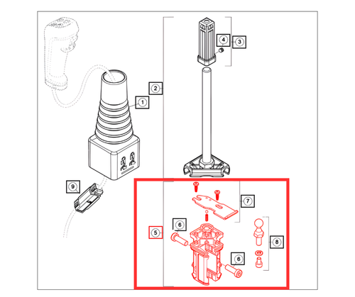 Mahindra Loader Joystick Housing Assembly 59033010ALO for L11 and L21 Loaders (1120 1126 2123 2126 Tractors)