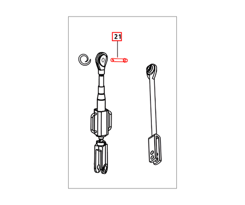 Mahindra pin headed link end for lift rod 000050617D02 fits 3825, 4025, 4525, 4530, 4540, 4550, 4565, 5525, 5545, 6025, 6525, C27 and C35 tractors, OEM headed pin used in the three point linkage lift rod connection.