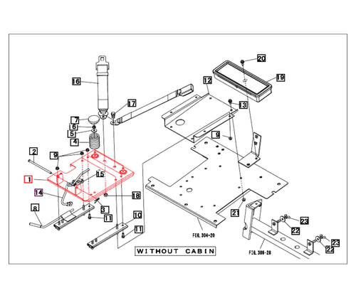 Mahindra seat bracket 19573407AG2 for Max 24/26/28 XL and 1526, 1533, 1538, 1626, 1635 and 1640 Gear/HST & cab tractors, OEM seat mounting bracket that bolts to the frame.