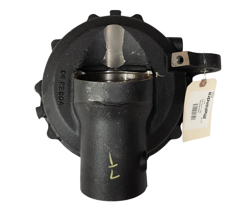 Mahindra left‑hand front final drive case 14524342001M, OEM front gear case housing for the left wheel reduction on 10 Series and 2555 4WD front axles.