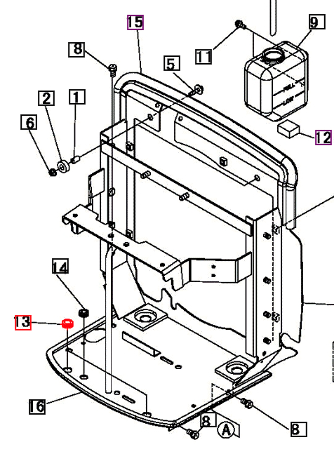 Mahindra radiator mounting grommet 00401001200, small rubber grommet used to support and cushion the radiator on 2415, 2516 and Max‑series compact tractors.