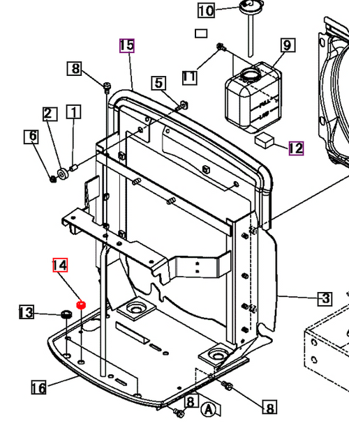 Mahindra rubber grommet 00401000900, small bonnet/radiator mounting grommet used on 1815/1816, 2415/2516 and Max‑series compact tractors.