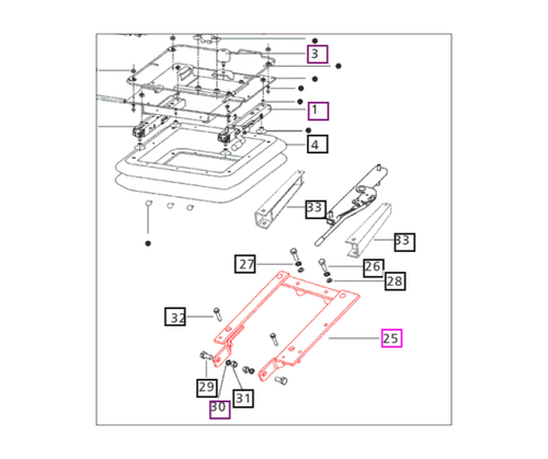 Mahindra bracket seat mounting E007530921C1 is a genuine OEM seat mounting bracket for Mahindra 30 Series and 5500 Series tractors, including 4530, 5530, 6030, 6530, and 5545 models with sliding and Harita‑style seats.