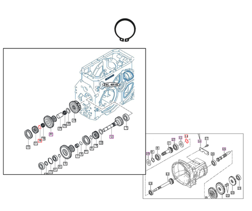 Mahindra C type stop ring V7041400300 shaft snap ring for front drive, front axle, transmission and differential assemblies on 10, 2500, 2600, 9000, eMax, eMax L and mForce tractors