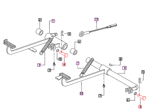 Mahindra foot brake adjuster pin 003064219R3 for brake pedal and oil‑immersed brake linkages on multiple 05, C, 25, 00, 30, 4500 and 5500 Series tractors
