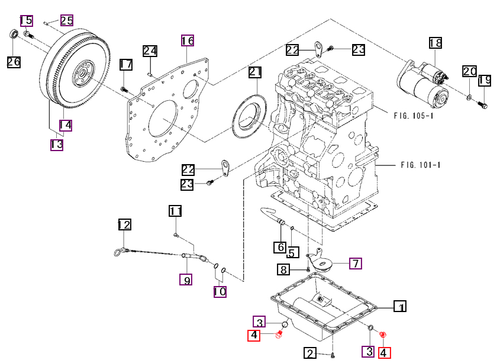 Mahindra engine oil pan and rear plate bolt 31S9400080 used on 15 Series 2815 HST and 3215 Gear/HST and 16 Series 3316 Gear/HST and 3616 Gear/HST 4WD and cab tractors in the oil pan and rear plate group. This OEM bolt fastens the stamped oil pan and rear plate to the Mitsubishi S3L/S3L2 and S3L3L‑Y311R engine block on Mahindra compact tractors, helping seal the crankcase and support the rear of the engine and transmission interface.