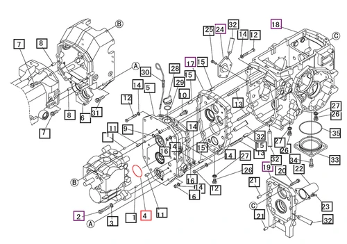 Mahindra O-ring Dia. 63 (63 mm) 08300500630 used in the transmission/power line groups on 16 Series 2516 HST, 3016 HST, 3316 HST and 3616 HST 4WD/cab tractors, 1500 Series 1526, 1533 and 1538 HST 4WD T4 models, 1600 Series 1626, 1635 and 1640 HST OS/cab and Refresh tractors, and Max XL 26XLT HST models. This 63 mm hydraulic O-ring seals mating housings and covers inside the transmission and hydrostatic drive to keep Mahindra compact tractor transmissions from leaking and losing pressure.