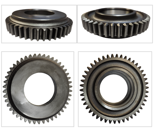 Mahindra 46‑tooth transmission gear 19451769000 used in the transmission (section 5) of 16 Series 3016 Gear/HST and 3616 Gear/HST 4WD and cab tractors and in the transmission gear trains on 1500/1600 Series 1526, 1533, 1538, 1626, 1635 and 1640 Gear and HST (OS, cab and Refresh) compact tractors. This internal constant‑mesh gear helps provide mid‑range drive ratios inside the gearbox, transferring power between main and counter shafts for forward speeds on Mahindra compact tractors.