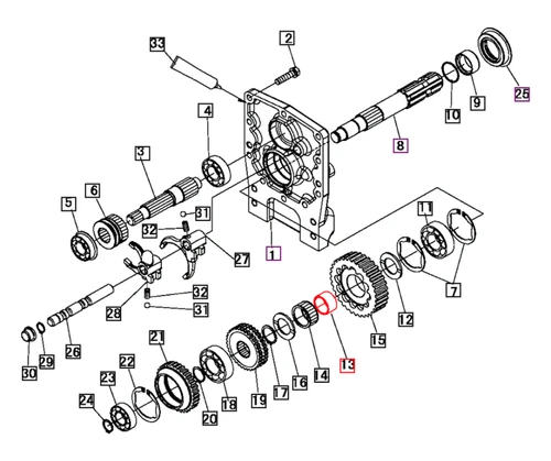 Mahindra transmission sleeve 35596104100 for 15, 16, Max, Max T4, Max XL, 1500, 1600 and 2100 Series compact tractors, shown as driveline sleeve used in HST and gear transmission sections and PTO speed sub assemblies from Bill’s Tractor Parts.