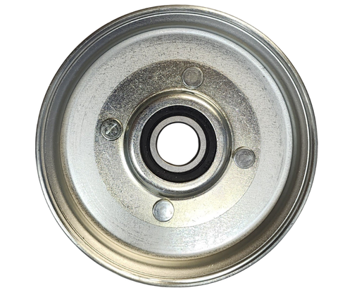 Mahindra / TYM mower tension pulley assembly 94002000400 for TYM‑eMax54M 54" mid‑mount mower deck on Mahindra eMax 20S tractors, shown as belt tensioner pulley assembly from Bill’s Tractor Parts.
