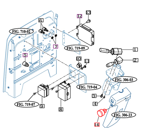 Mahindra ignition switch set key 15897078700 for 9000 Series 9110P/9125P/9110S/9125S cab tractors and mForce105XL-S/P models, shown as OEM key switch assembly for the tractor electrical and harness system from Bill’s Tractor Parts.