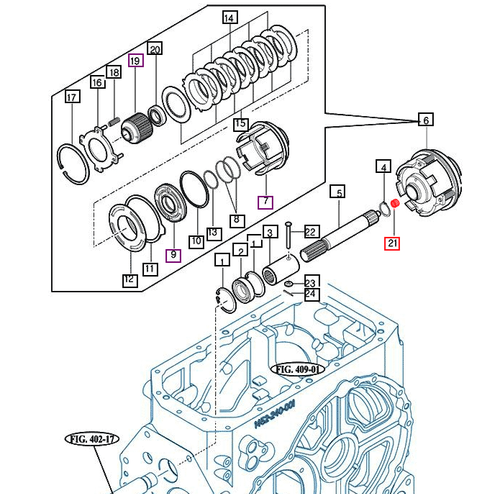 Mahindra needle caged bearing V6544101410 for 10, 2500, and 2600 Series tractors, shown as a cylindrical caged needle roller bearing that fits in the PTO drive shaft housing to support and center the shaft under load.