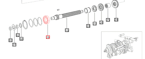 Mahindra transmission/PTO ball bearing 006505605D1 (30 x 72 x 19 mm), shown as a single‑row deep‑groove ball bearing used to support countershafts and PTO shafts in Mahindra tractor gearboxes.