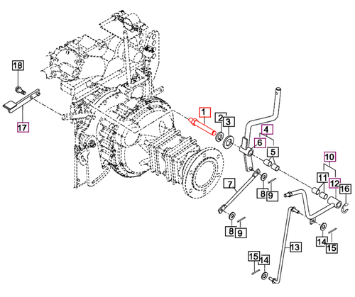 Mahindra 4WD shift linkage pin 14722630010 (Pin, 115), a small steel pivot pin used to connect 4x4 shift levers and linkage rods on 2310, 2810, 3510 and 4010 HST tractors.