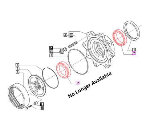 Mahindra front wheel hub bearing 006500443C1, an obsolete hub bearing that supported the front wheel hub on 4WD tractors such as 4500/5500/6000/6500 and 5520/6520/7520, now superseded by newer bearing options.