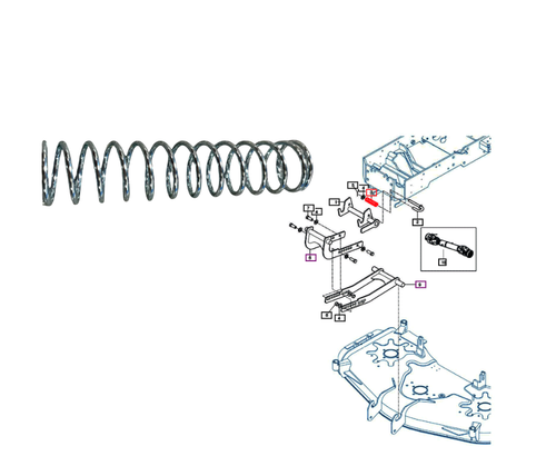 Mahindra / TYM spring HC113 36714930020 for TYM‑eMax54M 54" mid‑mount mower deck service parts on Mahindra eMax 20S tractors – Bill's Tractor Parts