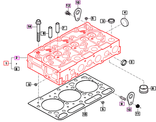 Mahindra cylinder head total assembly E5853A0303 (E5853‑A0303) for 10 Series 4010 Gear and 4010 HST engine cylinder head group – Bill's Tractor Parts