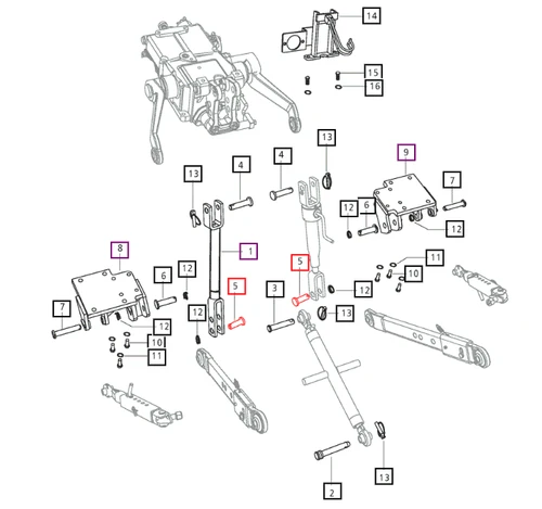 Mahindra lift rod to lower link pin E007603088D1 for three‑point hitch linkage on 3535, 3540, 3550, 3640, 3650, 4035, 4535 and 5035 tractors – OEM 3‑point hardware from Bill’s Tractor & Equipment