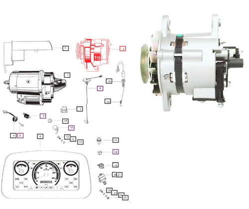 Mahindra 55 amp alternator E007701620D91 for 4500, 5500 and 6000 Series tractors including 4565, 5545, 5555, 5565, 5570, 6065 and 6075 models – OEM charging alternator from Bill’s Tractor & Equipment