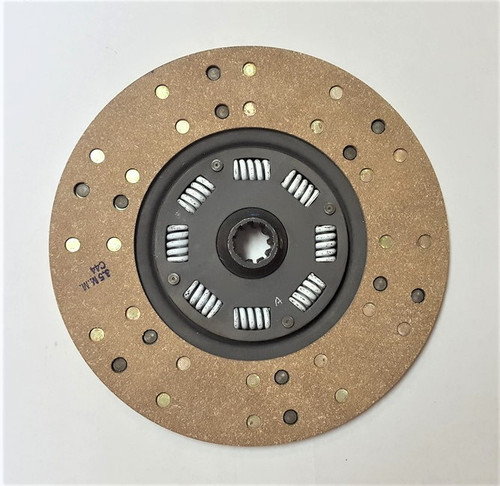 Mahindra 11 inch single stage clutch disc 005557234R91 for Mahindra 475 tractors, superseded by 006510225B91, showing the splined hub and friction lining of the OEM replacement disc.