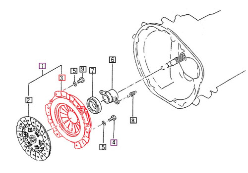 Mahindra clutch cover assembly 14451202021 for 10 Series 2810 4WD Gear old sheet metal tractors (SN 281S–281U), shown as a complete round pressure-plate style clutch cover mounted to the flywheel.