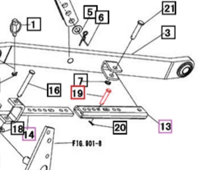 Mahindra 3-point hitch clevis pin 05621110050 shown as a zinc-plated hitch pin with cross hole used to attach 3-point lift rods and lower links on Mahindra 16, 1500 and 1600 Series tractors including 3016, 3316, 3616, 1533, 1538, 1526, 1626, 1635 and 1640.
