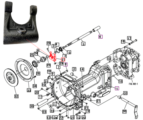 Mahindra clutch lever 11761014001, OEM clutch release lever used in the clutch housing and main clutch assemblies on select 15 Series, 16 Series, Max/Max XL, 1500, and 1600 Series tractors to actuate the main clutch.