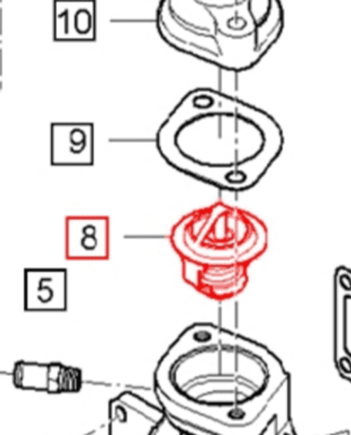 Mahindra Thermostat E550073012 / E5500-73012 - Fits eMax 22 Gear/HST, eMax 22 Steel Gear/HST, and eMax 25 HST/Steel HST (Gasket Sold Separately)