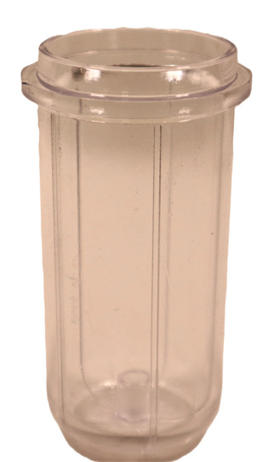 Mahindra fuel filter cup 15001023270 shown as a clear/metal lower fuel filter bowl that threads or clamps to the fuel filter head to hold the filter element and trap water and debris on Mahindra 25, 10 and 00 Series Tier II tractors.
