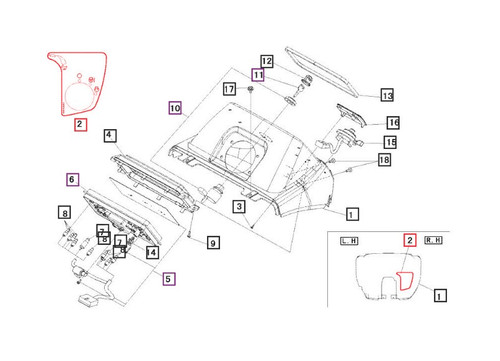 Mahindra right‑hand dash panel decal 19458761000 for 3016, 3616, Max 22/24/25/26XL/28XL, Max 26XLT, Max 25 XL, 1526, and 1626 tractors, OEM RH dash label that restores factory graphics around throttle and instrument controls.
​