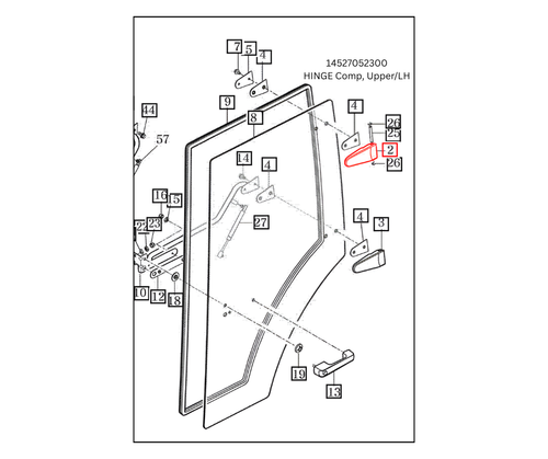 Mahindra cab door hinge upper left-hand 14527052300 for 10 2500 2600 Series cabin tractor doors including 5010 6010 6110 2538 2545 2555 2565 2638 2645 2655 2660 2665 2670.
